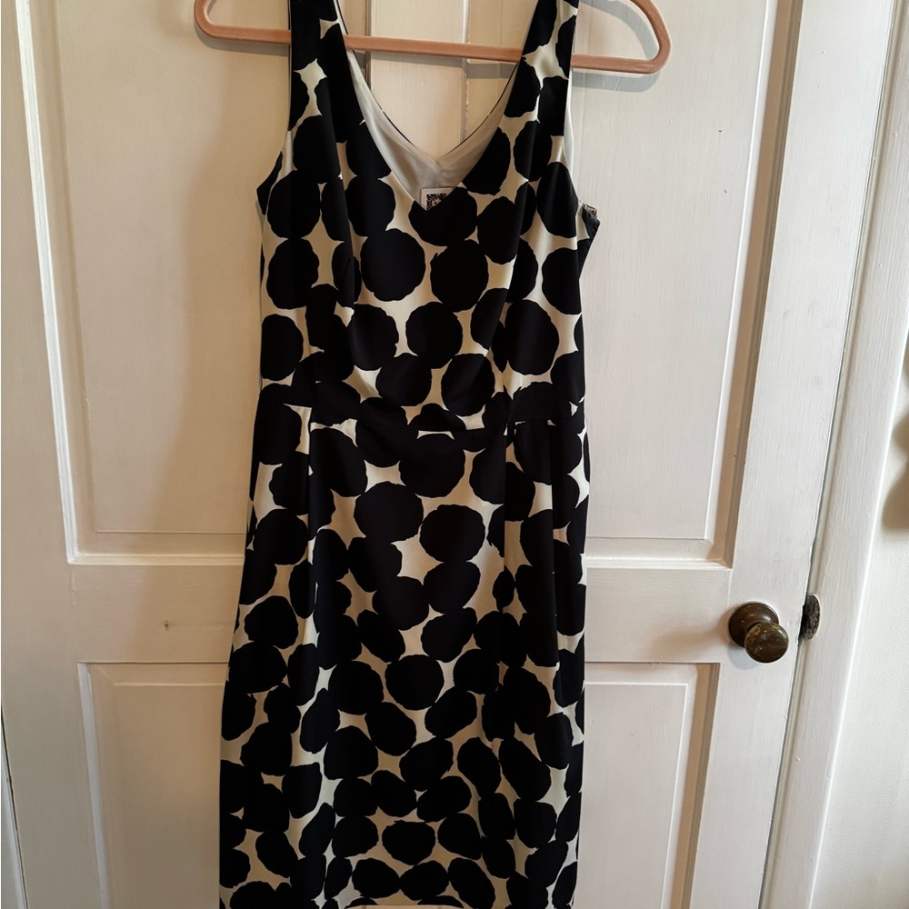 Anne Klein Black and Cream Polka Dot Dress